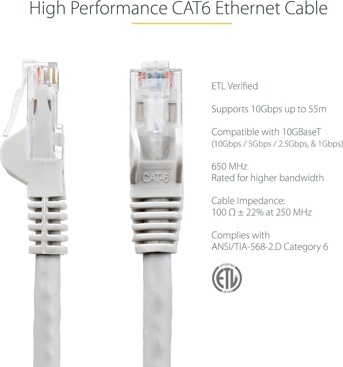 image:imageStarTechcom 3m CAT6 Ethernet Cable Orange CAT 6 Gigabit Ethernet Wire 650MHz 100W PoE RJ45 UTP Category 6 NetworkPatch Cord Snagless wStrain Relief Fluke Tested ULTIA Certified N6PATC3MORGrey