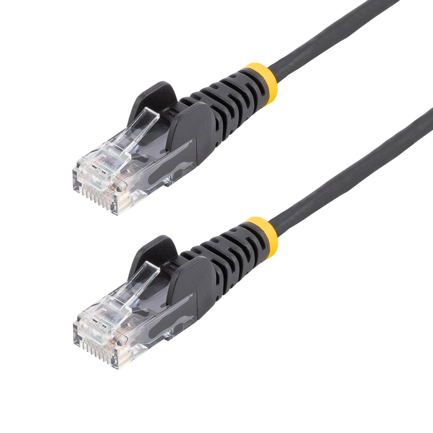 image:imageStarTechcom 6 in CAT6 Cable Slim CAT6 Patch Cord Gray Snagless RJ45 Connectors Gigabit Ethernet Cable 28 AWG LSZH N6PAT6INGRSBlack