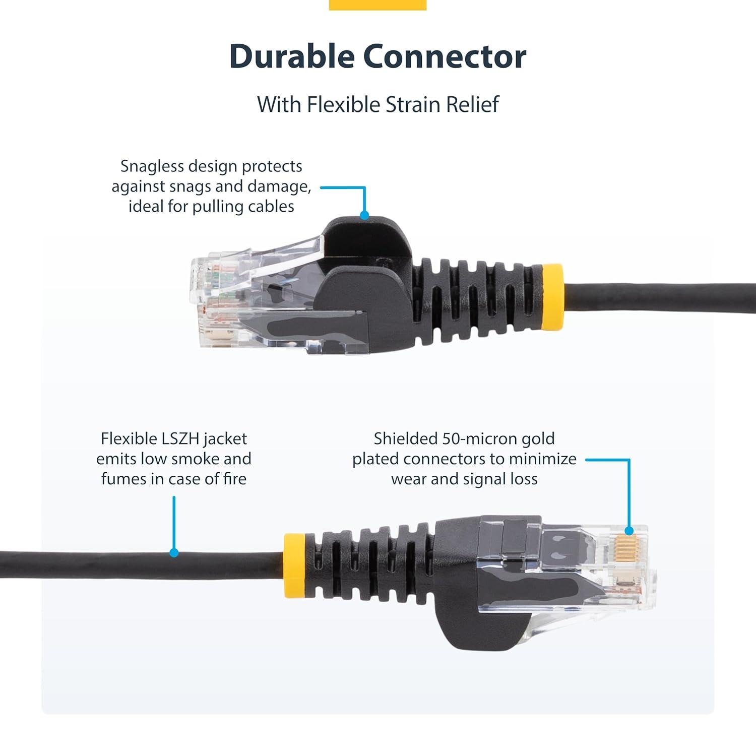 image:imageStarTechcom 6 in CAT6 Cable Slim CAT6 Patch Cord Gray Snagless RJ45 Connectors Gigabit Ethernet Cable 28 AWG LSZH N6PAT6INGRSGreen