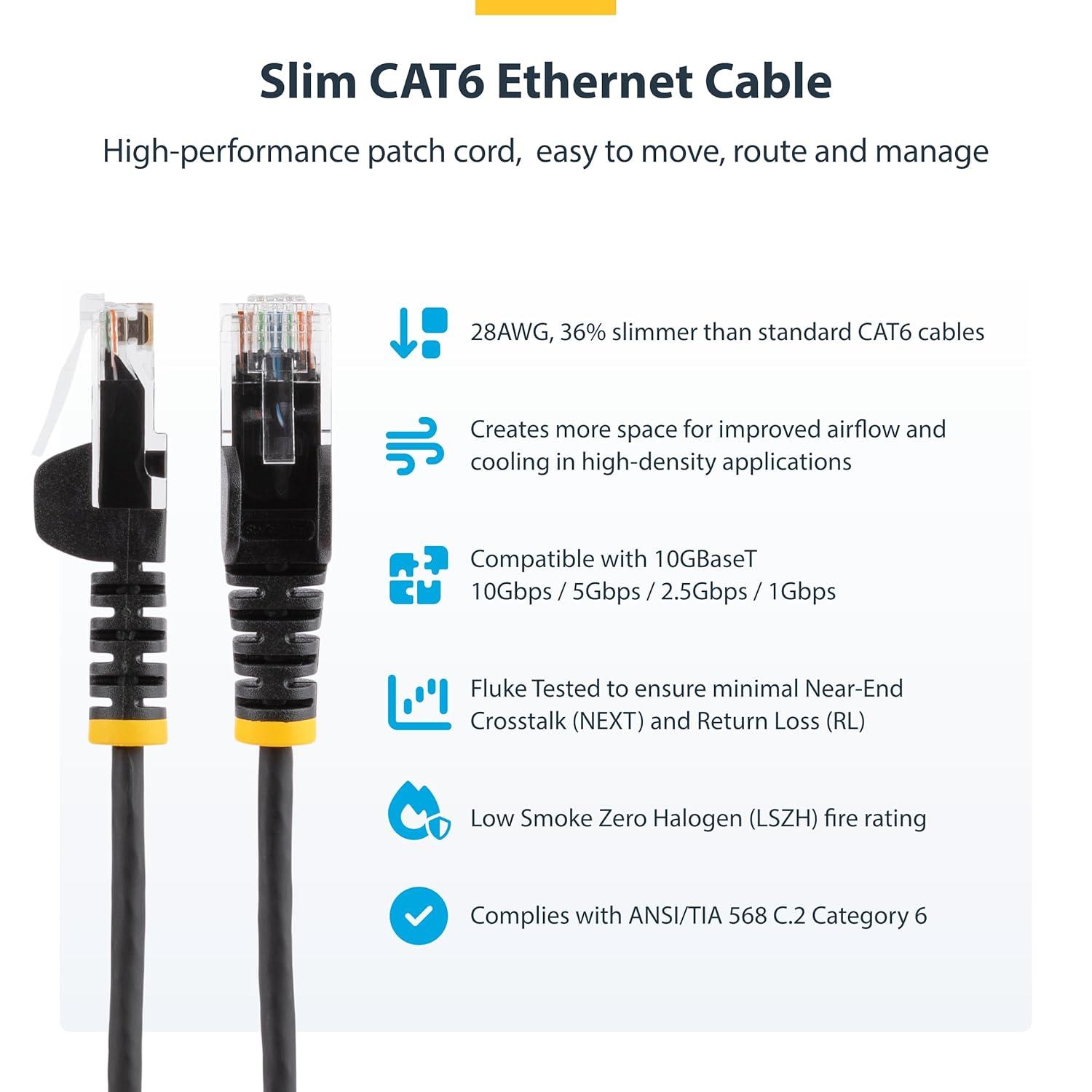 image:imageStarTechcom 6 in CAT6 Cable Slim CAT6 Patch Cord Gray Snagless RJ45 Connectors Gigabit Ethernet Cable 28 AWG LSZH N6PAT6INGRSPink