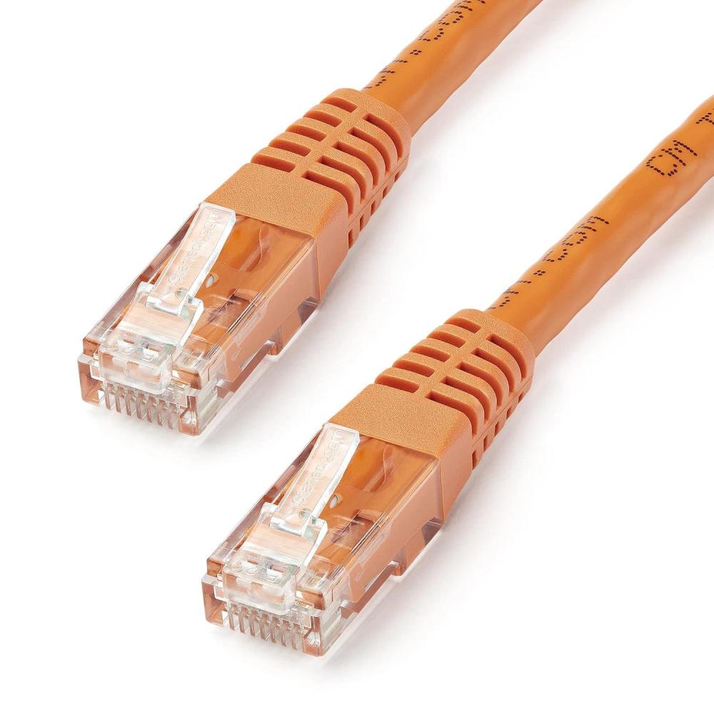 image:imageStarTechcom 20ft CAT6 Ethernet Cable Orange CAT 6 Gigabit Ethernet Wire 650MHz 100W PoE RJ45 UTP Molded Category 6 NetworkPatch Cord wStrain ReliefFluke Tested ULTIA Certified C6PATCH20OROrange