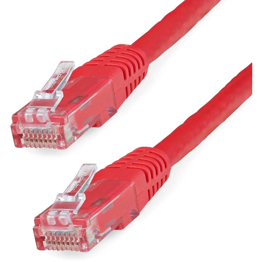 image:imageStarTechcom 20ft CAT6 Ethernet Cable Orange CAT 6 Gigabit Ethernet Wire 650MHz 100W PoE RJ45 UTP Molded Category 6 NetworkPatch Cord wStrain ReliefFluke Tested ULTIA Certified C6PATCH20ORRed