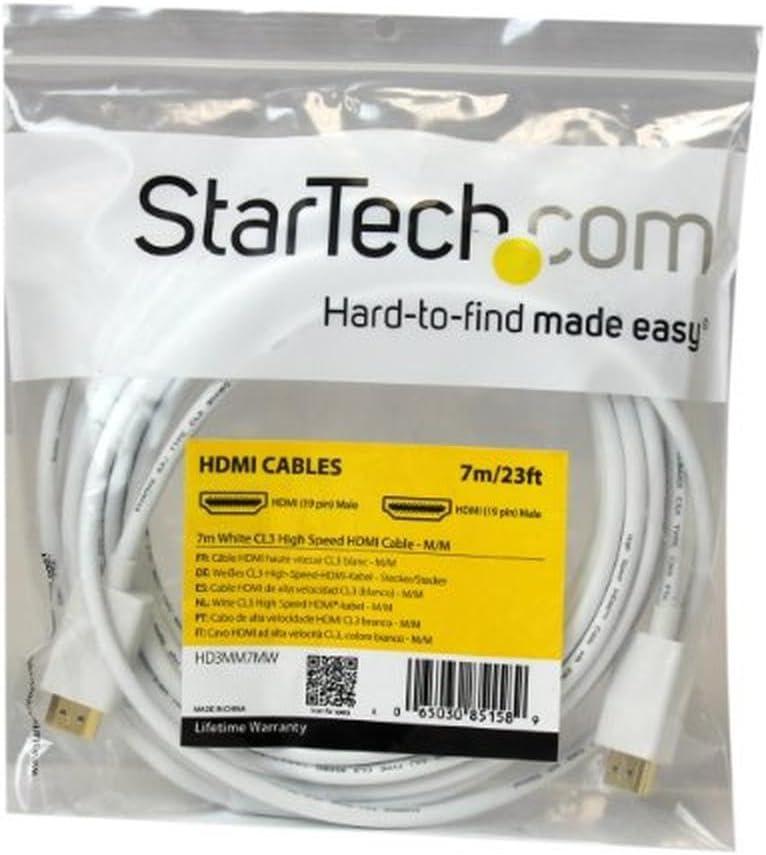 image:imageStarTechcom 3m 10 ft CL3 Rated HDMI Cable w Ethernet In Wall Rated Ultra HD HDMI Cable 4K 30Hz UHD High Speed HDMI Cable 102 Gbps HDMI 14 VideoDisplay Cable 30AWG White HD3MM3MW7 m