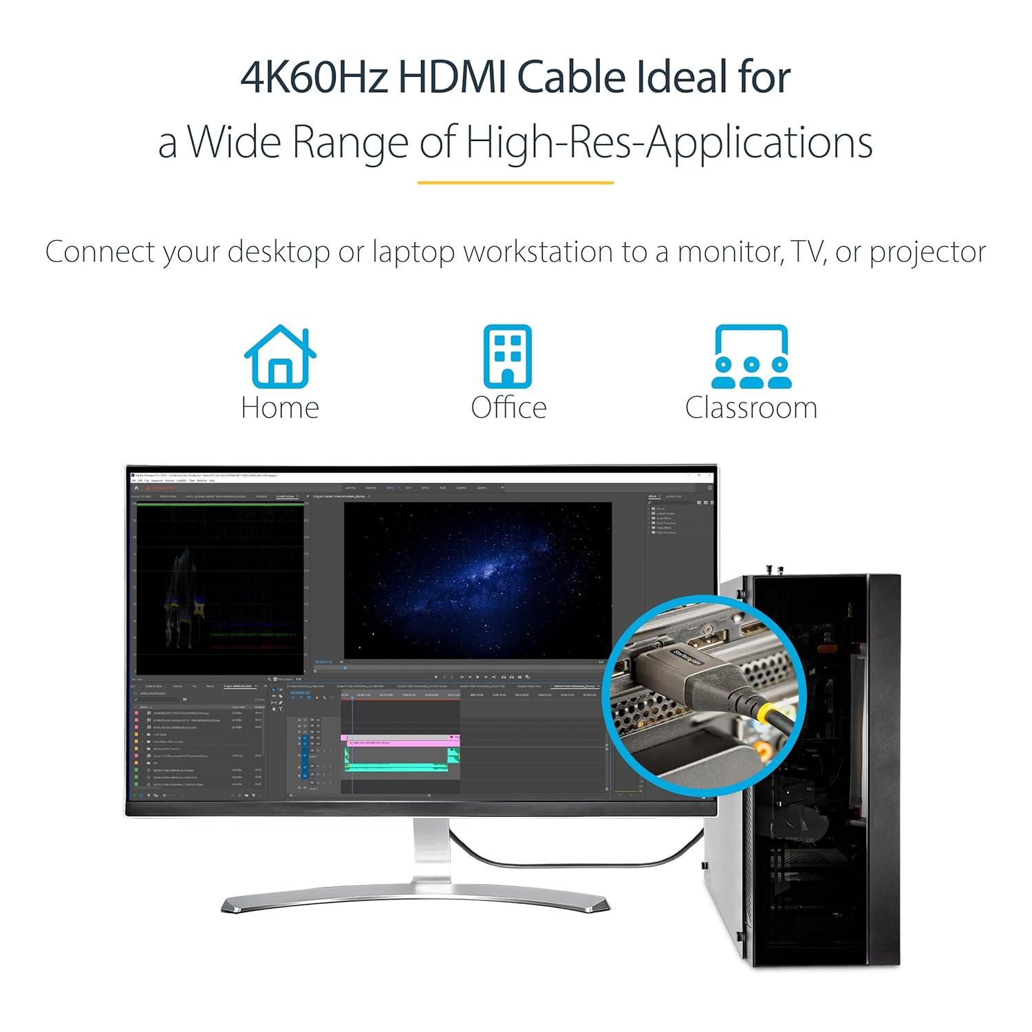 image:imageStarTechcom 6ft 2m Premium Certified HDMI 20 Cable High Speed Ultra HD 4K 60Hz HDMI Cable with Ethernet HDR10 ARC UHD HDMI Video Cord for UHD Monitors TVs Displays MM HDMMV2M66 ft 2 m