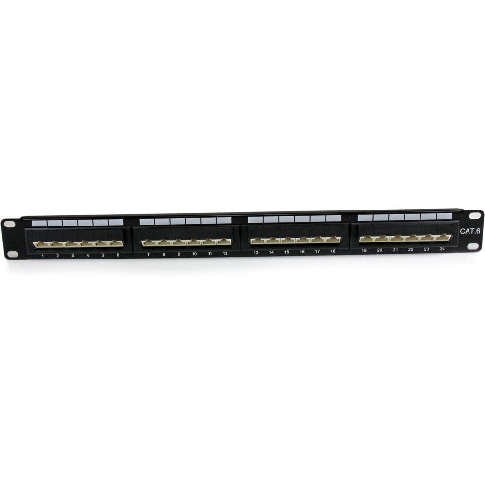 image:imageStarTechcom 24 Port 1U Rackmount Cat 6 110 Patch Panel  45 Degree C6PANL4524