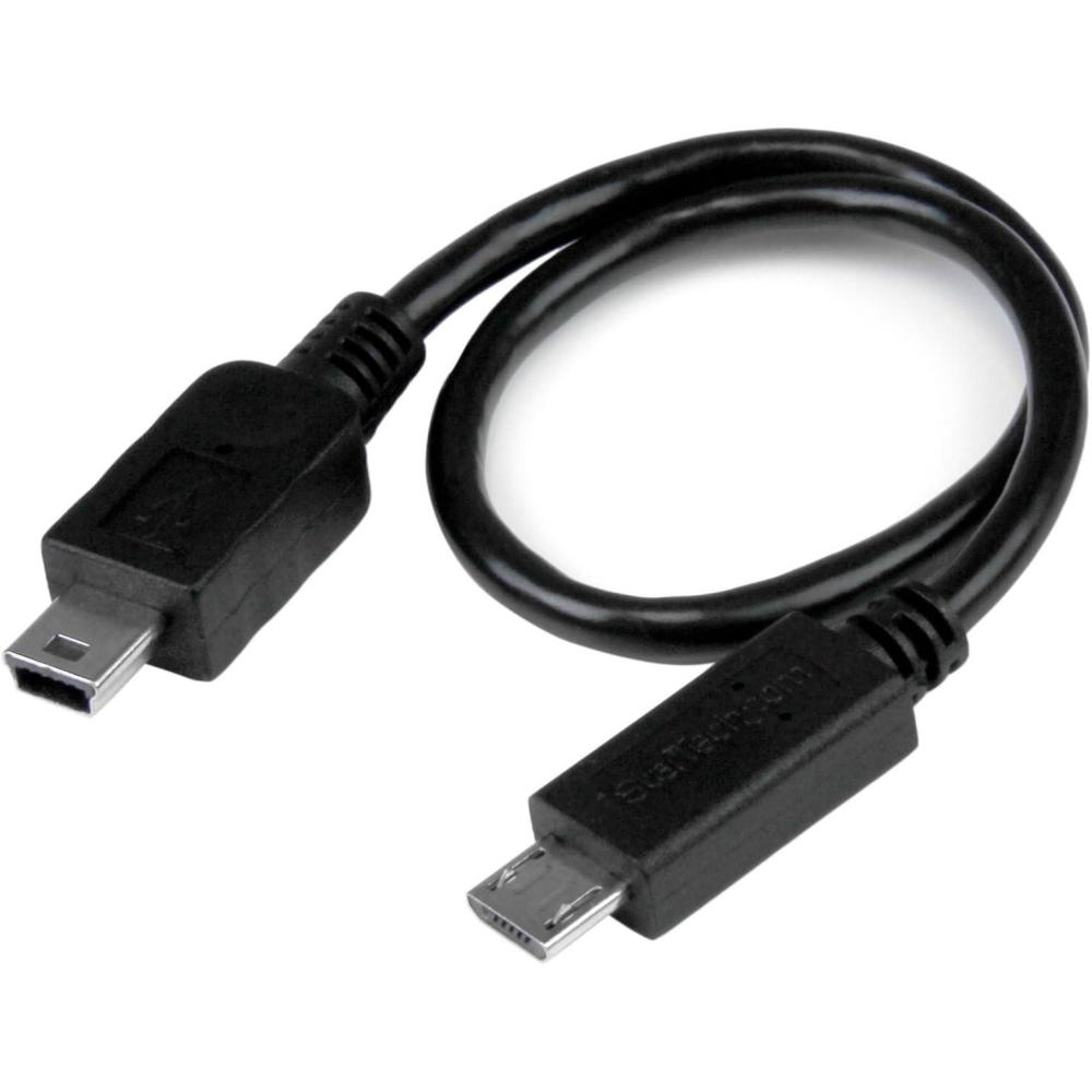 image:imageStarTechcom 8in USB OTG Cable Micro USB to Mini USB MM USB OTG Mobile Device Adapter Cable 8 inch UMUSBOTG8INBlack