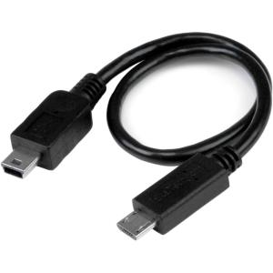 StarTech.com 8in USB OTG Cable – Micro USB to Mini USB – M/M – USB OTG Mobile Device Adapter Cable – 8 inch (UMUSBOTG8IN),Black