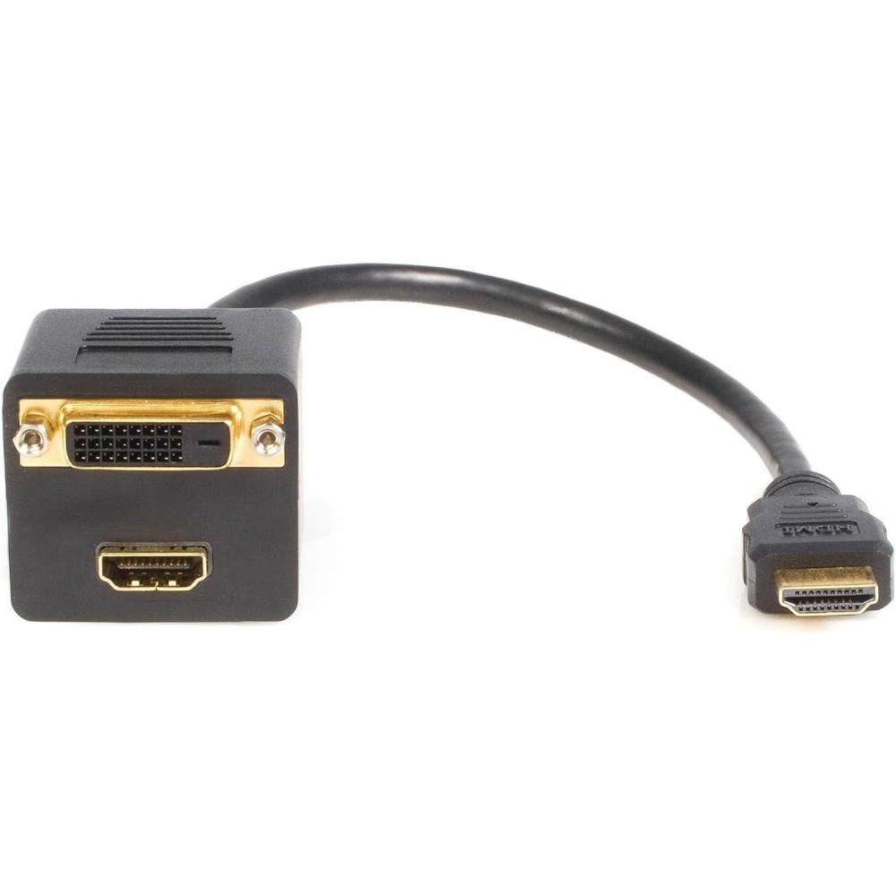 image:imageStarTechcom 1 ft 03 m HDMI Splitter Cable 2 Port HDMI to HDMI and DVID Adapter HDMI Splitter HDMISPL1DH Black
