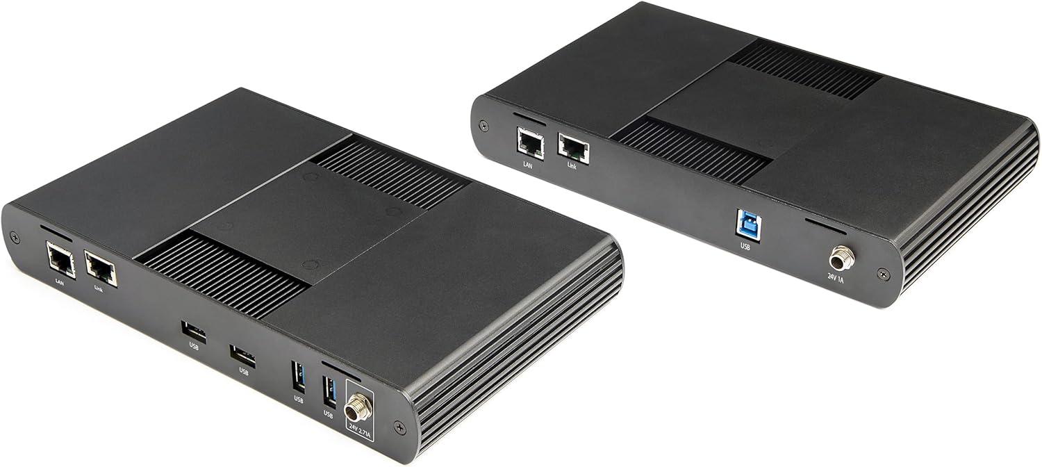 image:imageStarTechcom 4Port USB 30 Extender Hub with 1x Gigabit Ethernet Port Extension Over Single Cat6aCat7 Cable RJ45 330ft 100m USB Extender Kit USBA 5Gbps USB 3231 Gen 1 USB3004EXT2