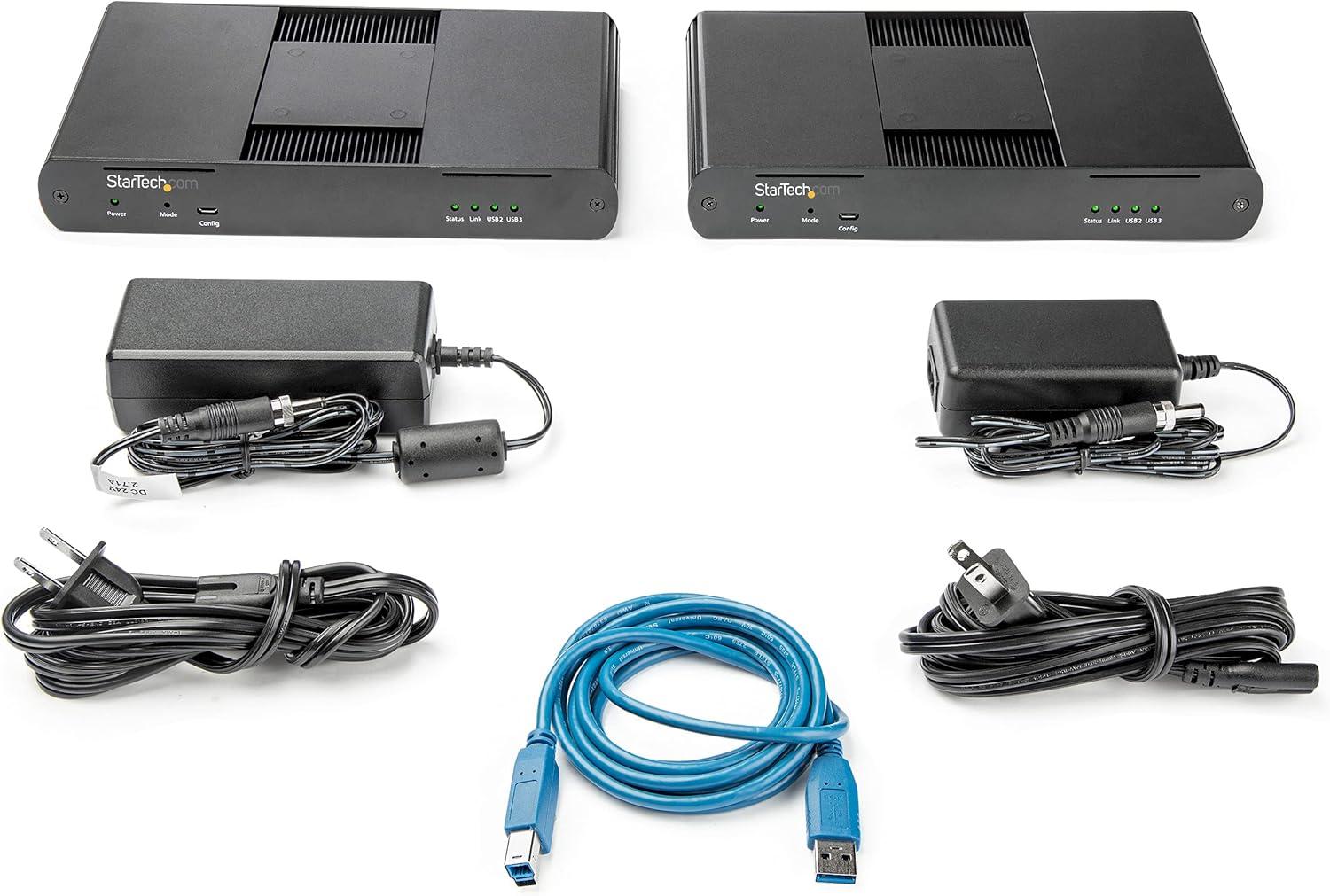 image:imageStarTechcom 4Port USB 30 Extender Hub with 1x Gigabit Ethernet Port Extension Over Single Cat6aCat7 Cable RJ45 330ft 100m USB Extender Kit USBA 5Gbps USB 3231 Gen 1 USB3004EXT2