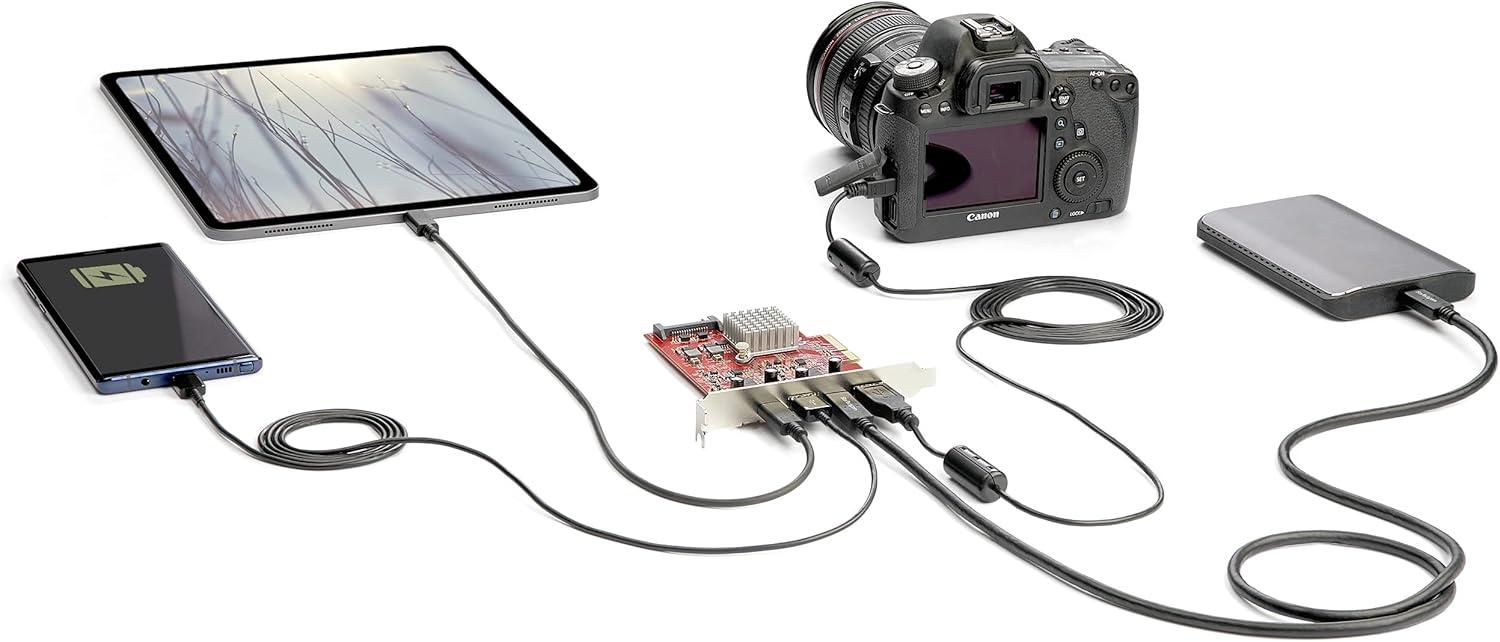 image:imageStarTechcom 4Port USB PCIe Card 10Gbps USB PCI Express Expansion Card w 2 Controllers 2X USBC amp 2X USBA Ports USB 3231 Gen 2 USBUSBC PCIe Card Full Profile PEXUSB312A2C2V2 USBA 2 USBC