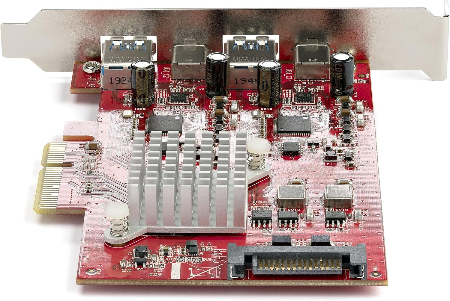 image:imageStarTechcom 4Port USB PCIe Card 10Gbps USB PCI Express Expansion Card w 2 Controllers 2X USBC amp 2X USBA Ports USB 3231 Gen 2 USBUSBC PCIe Card Full Profile PEXUSB312A2C2V2 USBA 2 USBC