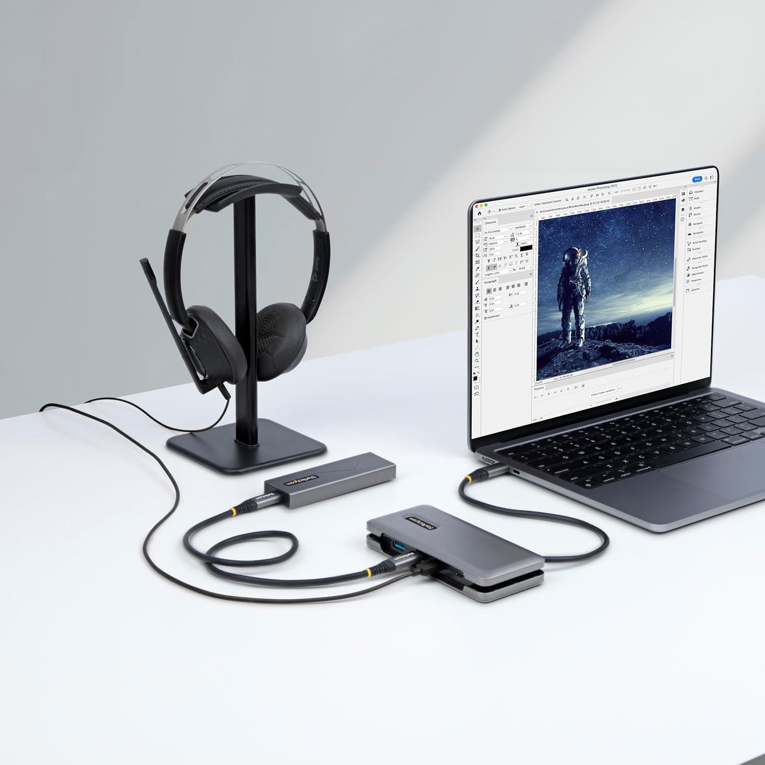 image:imageStarTechcom 4Port USBC Hub 1x USBA amp 3X USBC Ports USB 32 Gen 2 10Gbps Bus Powered USB Type C Hub w 126in32cm WrapAround Cable Portable USBC to USBA HubSplitter HB31CM1A3CB