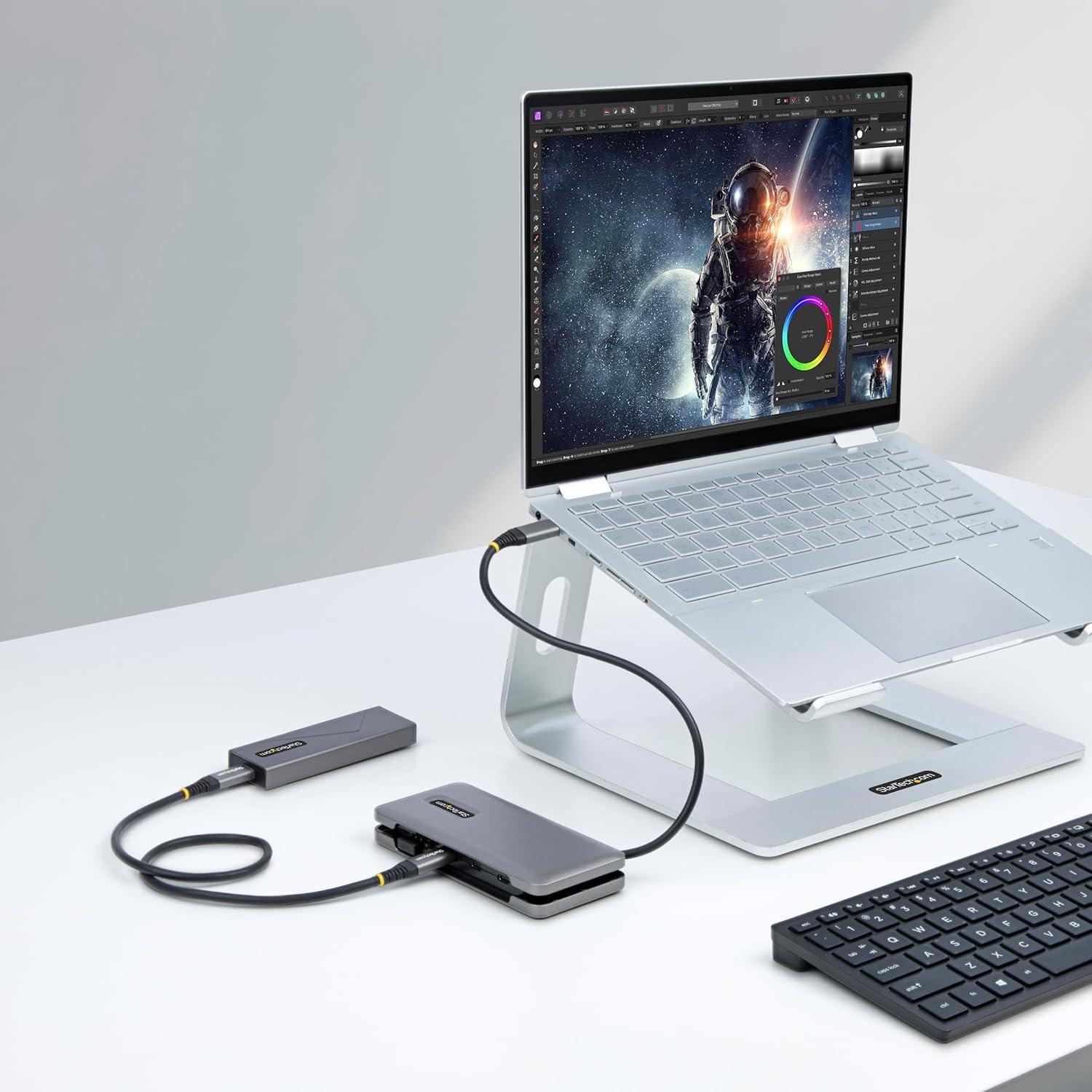 image:imageStarTechcom 4Port USBC Hub 1x USBA amp 3X USBC Ports USB 32 Gen 2 10Gbps Bus Powered USB Type C Hub w 126in32cm WrapAround Cable Portable USBC to USBA HubSplitter HB31CM1A3CB