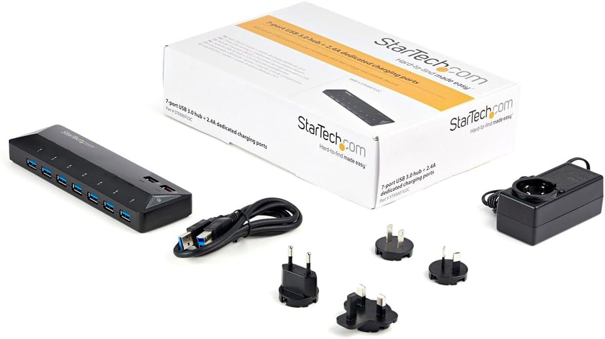 image:imageStarTechcom 7 Port USB 30 Charging Hub 4 x USBA 3 x USBA Dedicated Charging Ports Powered Mountable USB Charging Station ST4300U3C37 Port 2 Charge Port