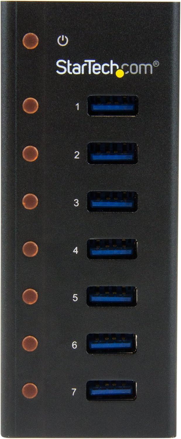 image:imageStarTechcom 7 Port USB 30 Hub 5 Gbps Metal Enclosure Desktop or Wall Mountable Rugged amp industrial Powered USB Expander and Splitter Hub ST7300U3MBlack Metal