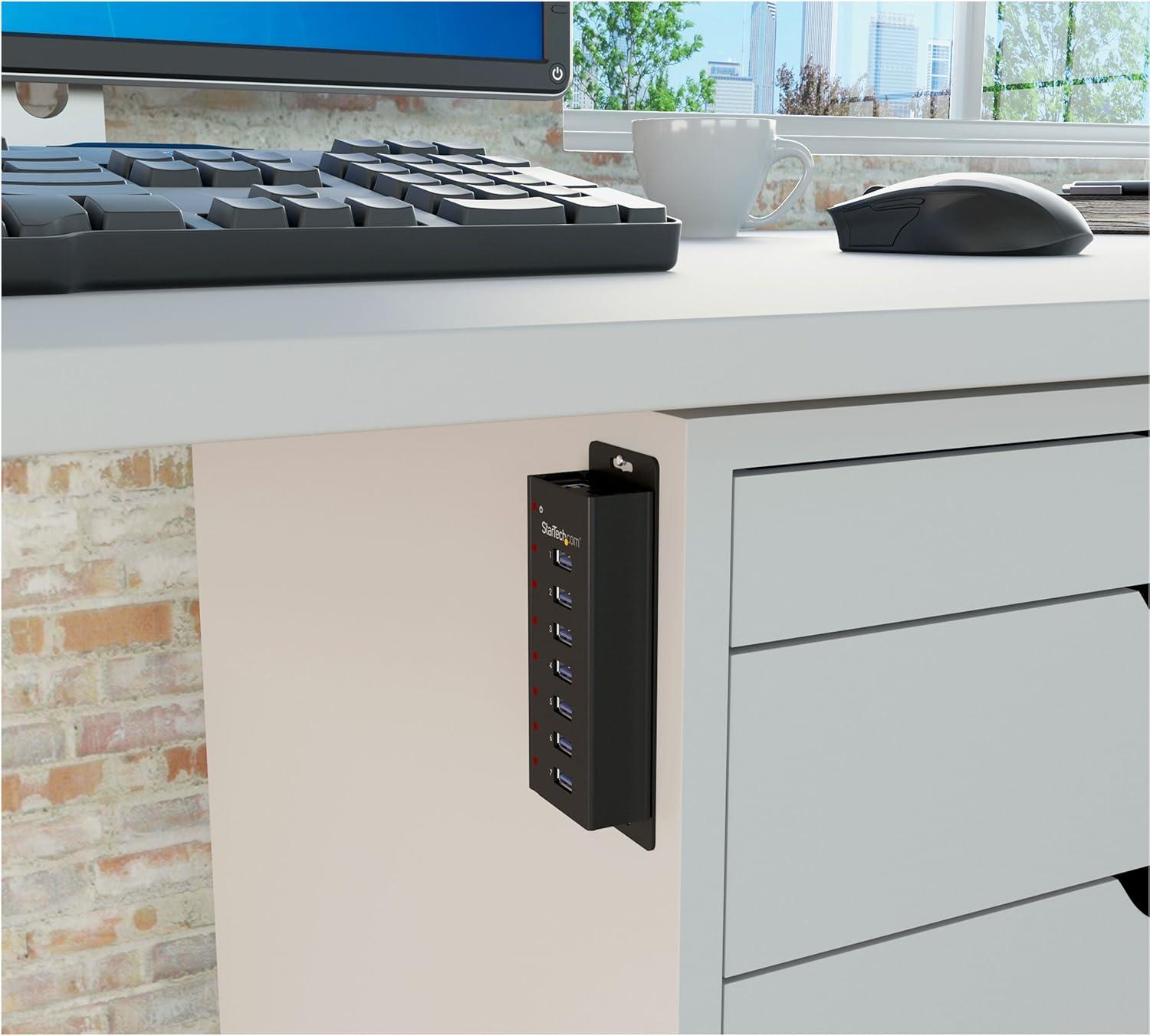 image:imageStarTechcom 7 Port USB 30 Hub 5 Gbps Metal Enclosure Desktop or Wall Mountable Rugged amp industrial Powered USB Expander and Splitter Hub ST7300U3MBlack Metal