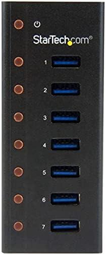 image:imageStarTechcom 7 Port USB 30 Hub 5 Gbps Metal Enclosure Desktop or Wall Mountable Rugged amp industrial Powered USB Expander and Splitter Hub ST7300U3MBlack Metal