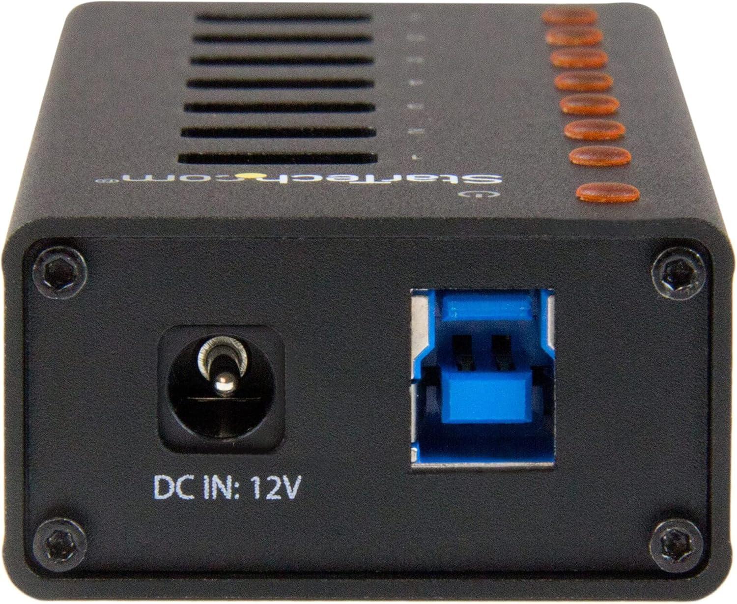 image:imageStarTechcom 7 Port USB 30 Hub 5 Gbps Metal Enclosure Desktop or Wall Mountable Rugged amp industrial Powered USB Expander and Splitter Hub ST7300U3MBlack Metal