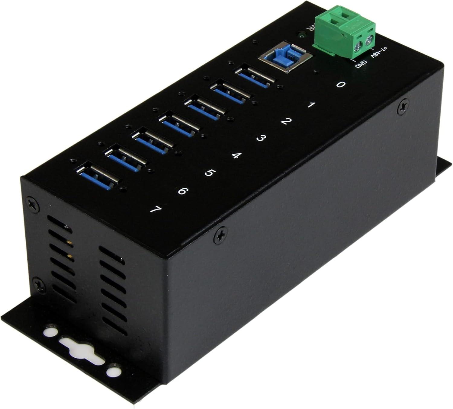 image:imageStarTechcom 7Port USB 30 Hub 5Gbps Metal Industrial USBA Hub with ESD Protection amp 350W Surge Protection Din Rail Wall or Desk Mountable TAA Compliant USB Expander Hub ST7300USBME