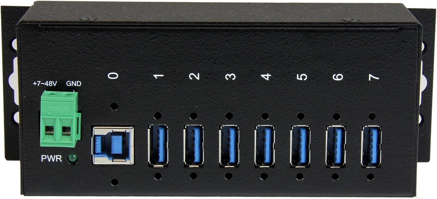 image:imageStarTechcom 7Port USB 30 Hub 5Gbps Metal Industrial USBA Hub with ESD Protection amp 350W Surge Protection Din Rail Wall or Desk Mountable TAA Compliant USB Expander Hub ST7300USBME