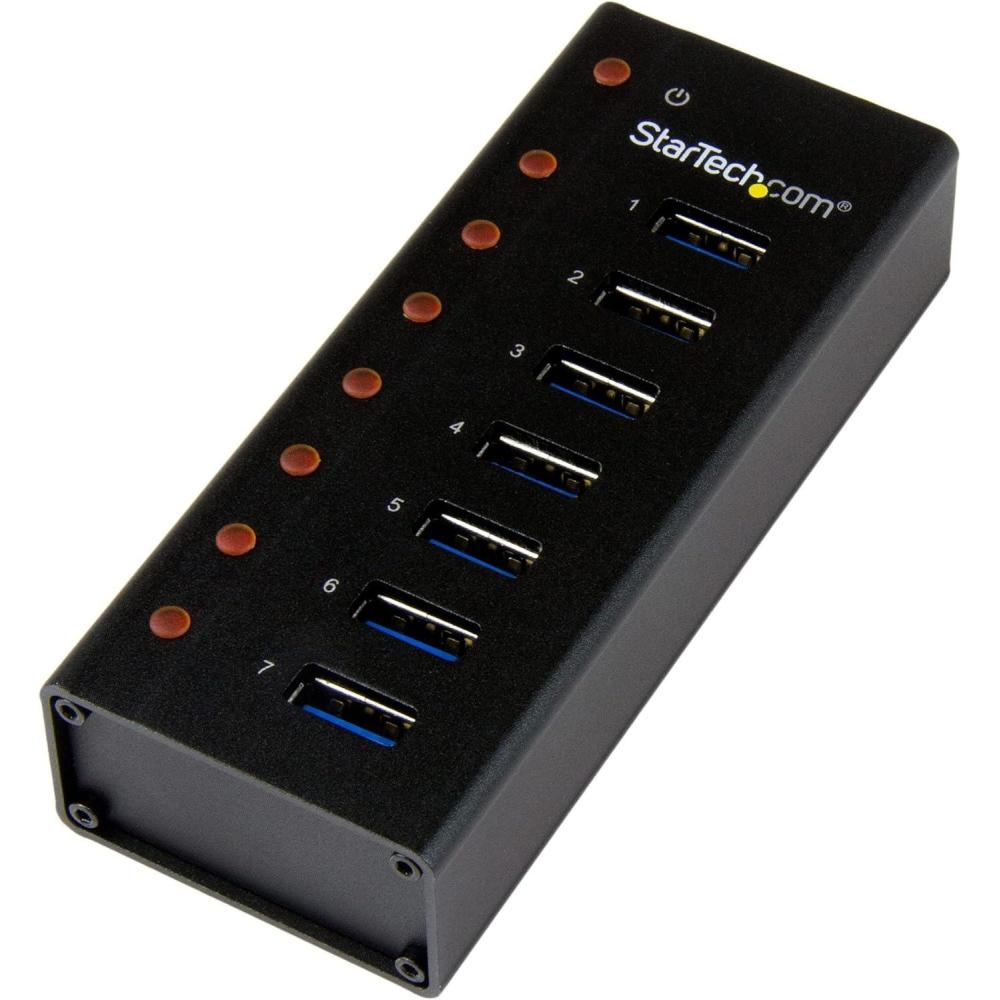 image:imageStarTechcom 7 Port USB 30 Hub 5 Gbps Metal Enclosure Desktop or Wall Mountable Rugged amp industrial Powered USB Expander and Splitter Hub ST7300U3MBlack Metal