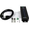 StarTech.com 10-Port USB 3.0 Hub – 5Gbps – Metal Industrial USB-A Hub with ESD & Surge Protection – Din Rail, Wall or Desk Mountable – TAA Compliant USB Expander Hub (ST1030USBM)