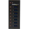 StarTech.com 7 Port USB 3.0 Hub (5 Gbps) – Metal Enclosure – Desktop or Wall Mountable – Rugged & industrial Powered USB Expander and Splitter Hub (ST7300U3M)(Black (Metal))