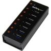 StarTech.com 7 Port USB 3.0 Hub (5 Gbps) – Metal Enclosure – Desktop or Wall Mountable – Rugged & industrial Powered USB Expander and Splitter Hub (ST7300U3M)(Black (Metal))