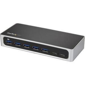 StarTech.com 7 Port USB C Hub with Fast Charge Port – USB-C to 5X USB-A 2X USB-C (USB 3.0 SuperSpeed 5Gbps) – Self Powered USB 3.1 Gen 1 Type-C Hub w/Power Adapter – Desktop/Laptop Hub (HB30C5A2CSC)