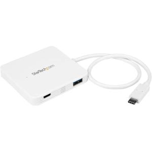 StarTech.com USB C Hub – Powered – White – 3 Port USB-C to USB-A (3X) and GbE RJ45 (1x) – USB to Ethernet – USB Port Expander (HB30C3APDW)