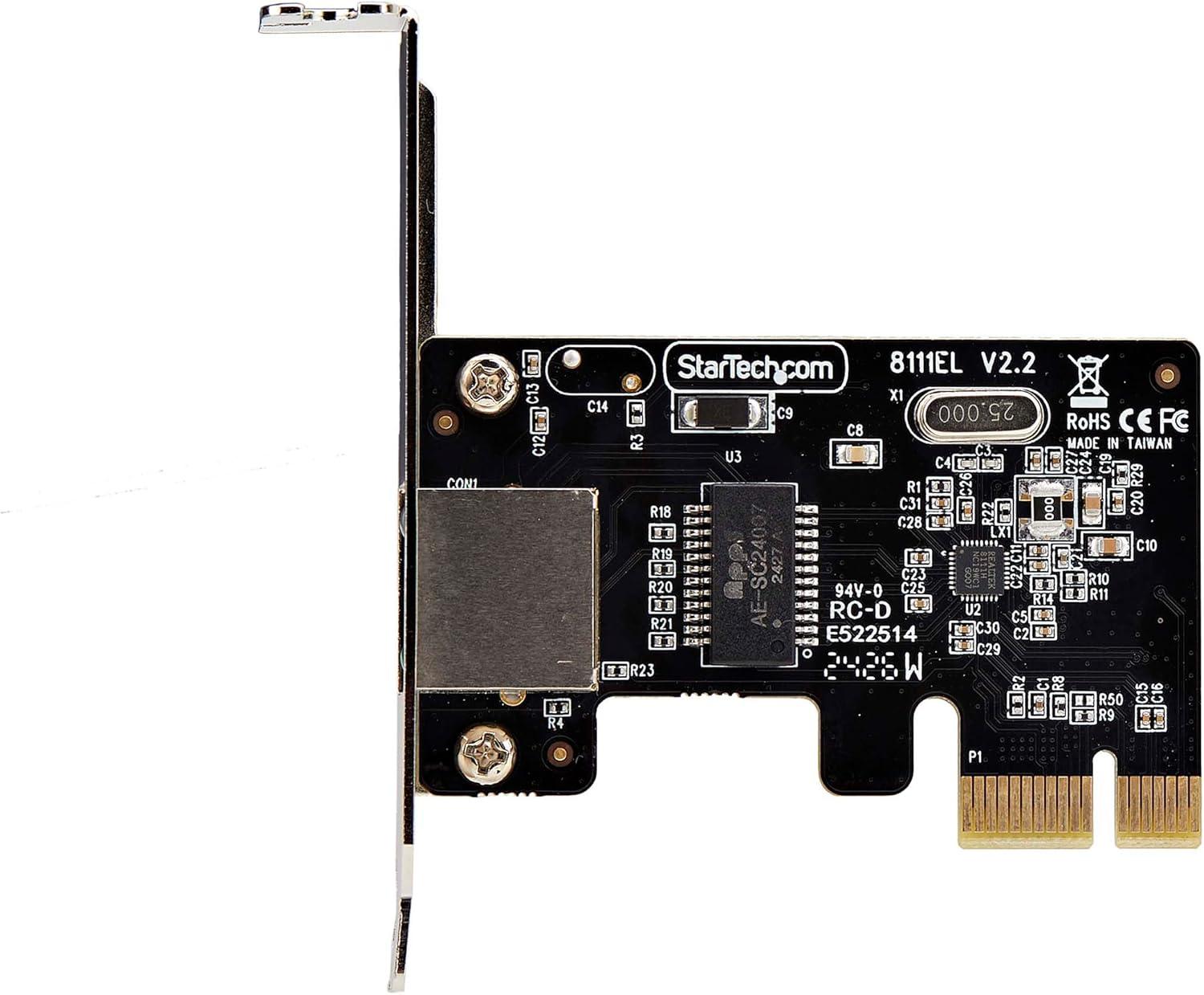 image:imageStarTechcom 1Port Gigabit PCIe Network Adapter Card LowProfile NIC PCI Express LAN Card Realtek RTL8111H TAA Compliant