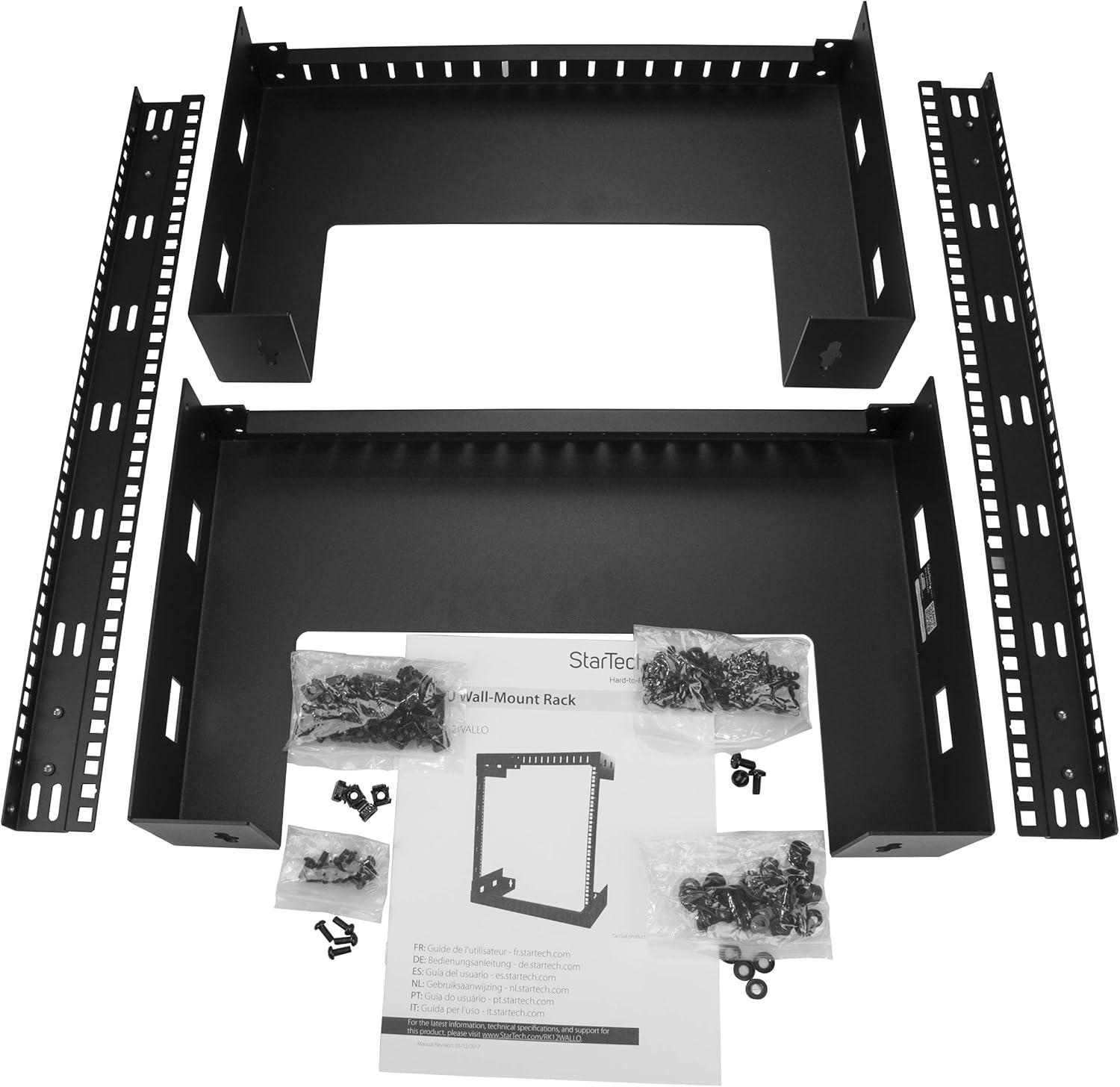 image:imageStarTechcom 2Post 15U HeavyDuty WallMount Network Rack 19 Open Frame Server Rack 12 Deep Wall Mount Data Rack for IT AV Patch Panel Computer Equipment RK15WALLO12U