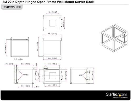image:imageStarTechcom 4Post 12U Hinged WallMount Network Rack 19 Open Frame Server Rack with 198in Mounting Depth Wall Mount Swing Out Data Rack for IT AV Computer Equipment TAA RK1219WALLOH8U