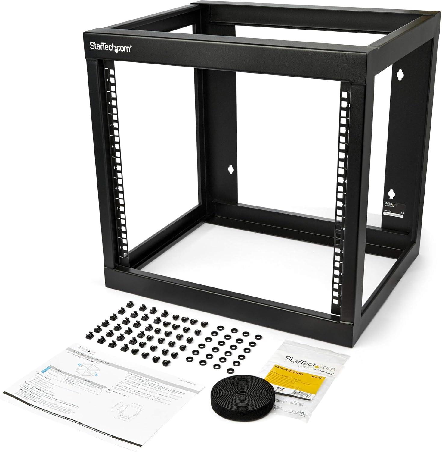 image:imageStarTechcom 6U 19 Wall Mount Network Rack 19 Deep 2 Post Open Frame for Server Room DataAVITCommunicationComputer EquipmentPatch Panel wCage NutsScrews HookLoop Cisco 2960 RK619WALLO9U