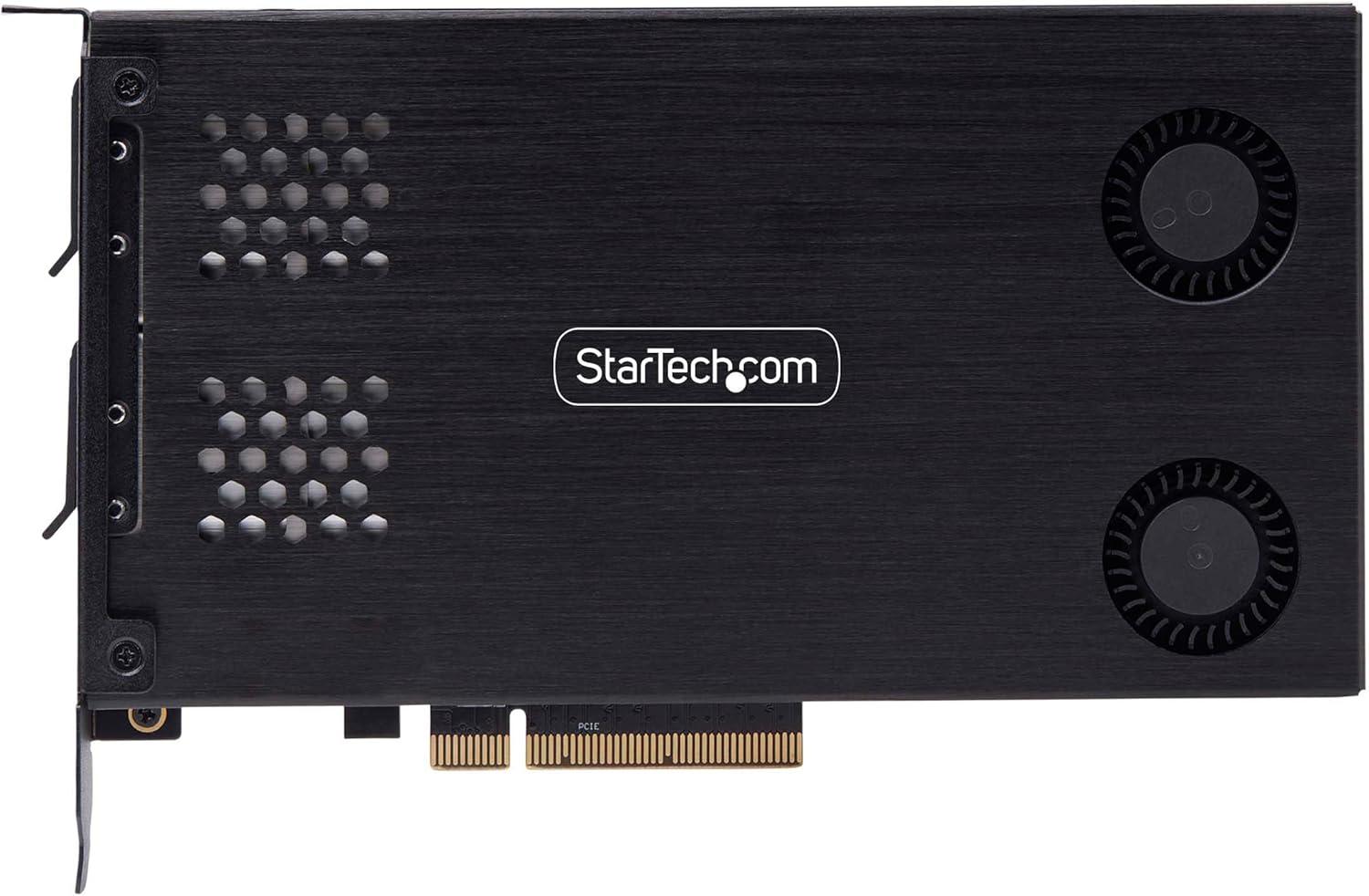 image:imageStarTechcom DualBay M2 NVMe SSD to PCIe x8 Removable Mobile Rack PCI Express Bifurcation Required ToolLess Install