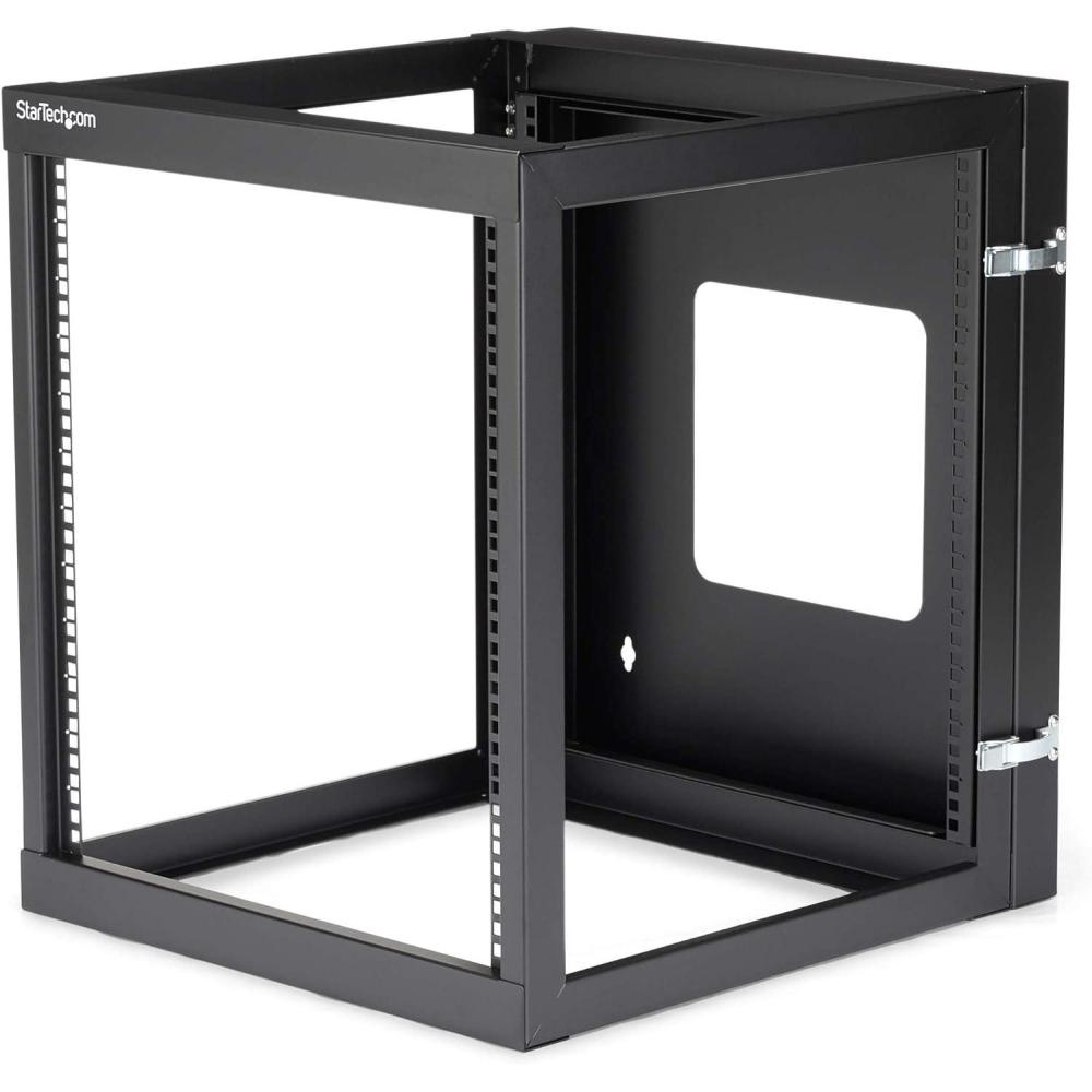 image:imageStarTechcom 4Post 12U Hinged WallMount Network Rack 19 Open Frame Server Rack with 198in Mounting Depth Wall Mount Swing Out Data Rack for IT AV Computer Equipment TAA RK1219WALLOH12U