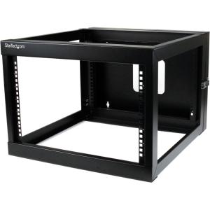 StarTech.com 4-Post 12U Hinged Wall-Mount Network Rack, 19″ Open Frame Server Rack with 19.8in Mounting Depth, Wall Mount Swing Out Data Rack for IT / AV / Computer Equipment, TAA (RK1219WALLOH)(6U)