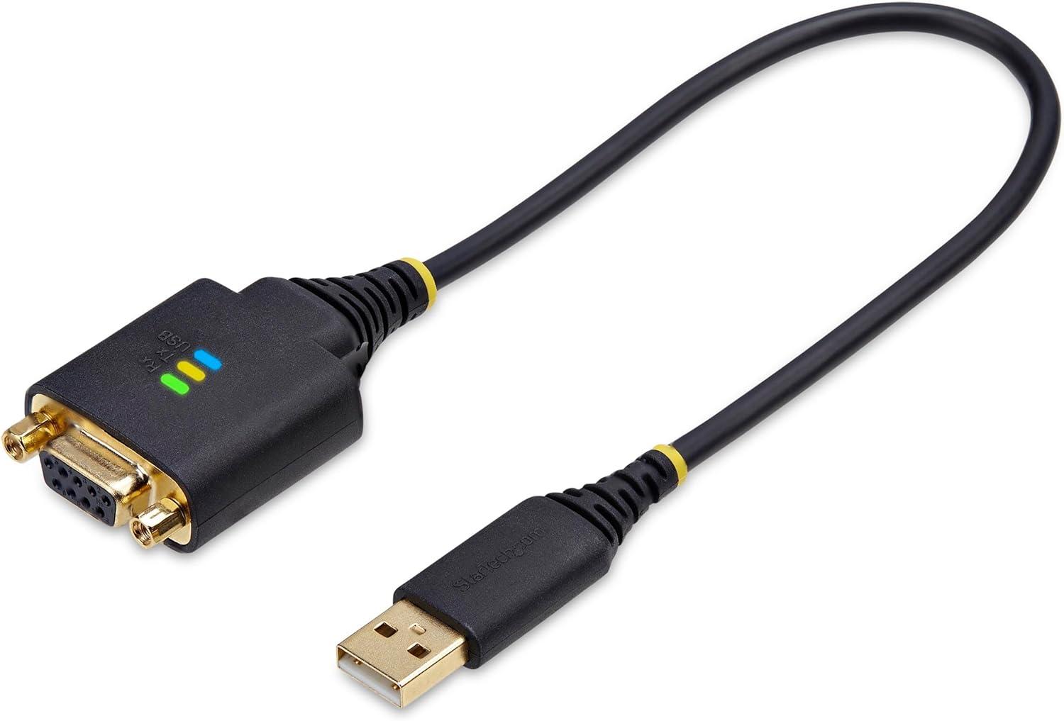 image:imageStarTech 6ft 2m USB to Null Modem Serial Adapter Cable COM Retention FTDI USBA to RS232 LED Indicators Changeable DB9 Screws Nuts1ft