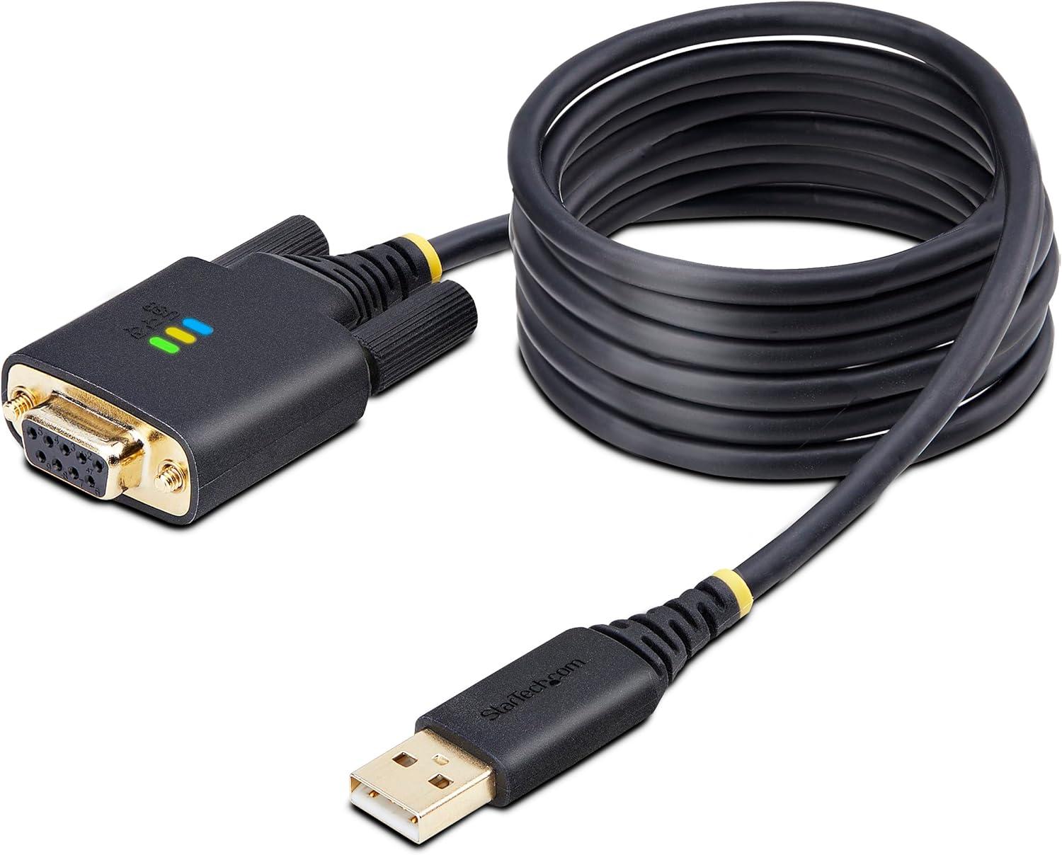 image:imageStarTech 6ft 2m USB to Null Modem Serial Adapter Cable COM Retention FTDI USBA to RS232 LED Indicators Changeable DB9 Screws Nuts6ft