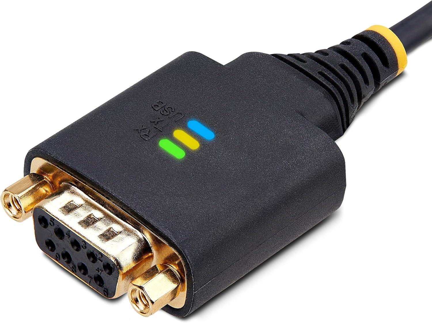 image:imageStarTech 6ft 2m USB to Null Modem Serial Adapter Cable COM Retention FTDI USBA to RS232 LED Indicators Changeable DB9 Screws Nuts6ft