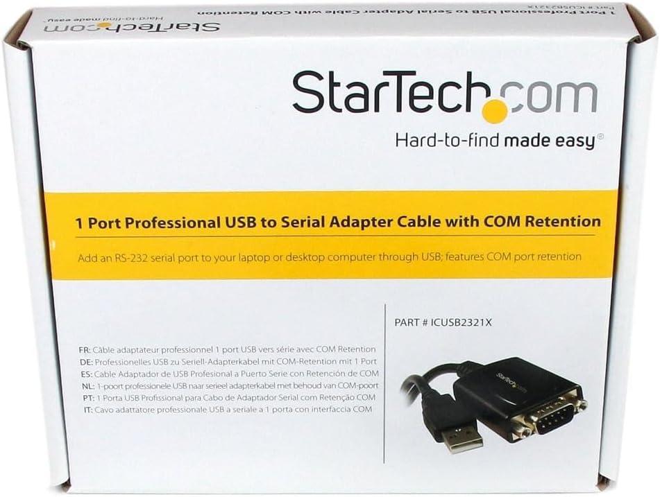 image:imageStarTechcom 1ft 30cm 1Port Professional USB to Serial Adapter Cable with COM Retention USB to RS232 Adapter TAA1 Port
