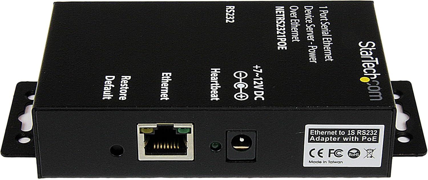 image:imageStarTechcom 1 Port RS232 Serial Ethernet Device Server PoE Power Over Ethernet TAA Replaced by I13PSERIALETHERNET