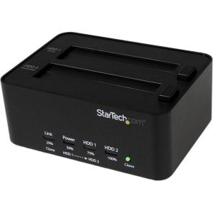 StarTech.com Dual Bay Hard Drive Duplicator and Eraser, External Standalone HDD/SSD Cloner / Copier, USB 3.0 to SATA Docking Station, Hard Disk Copier / Sanitizer / Wiper Tool (SATDOCK2REU3),Black(1 Bay)