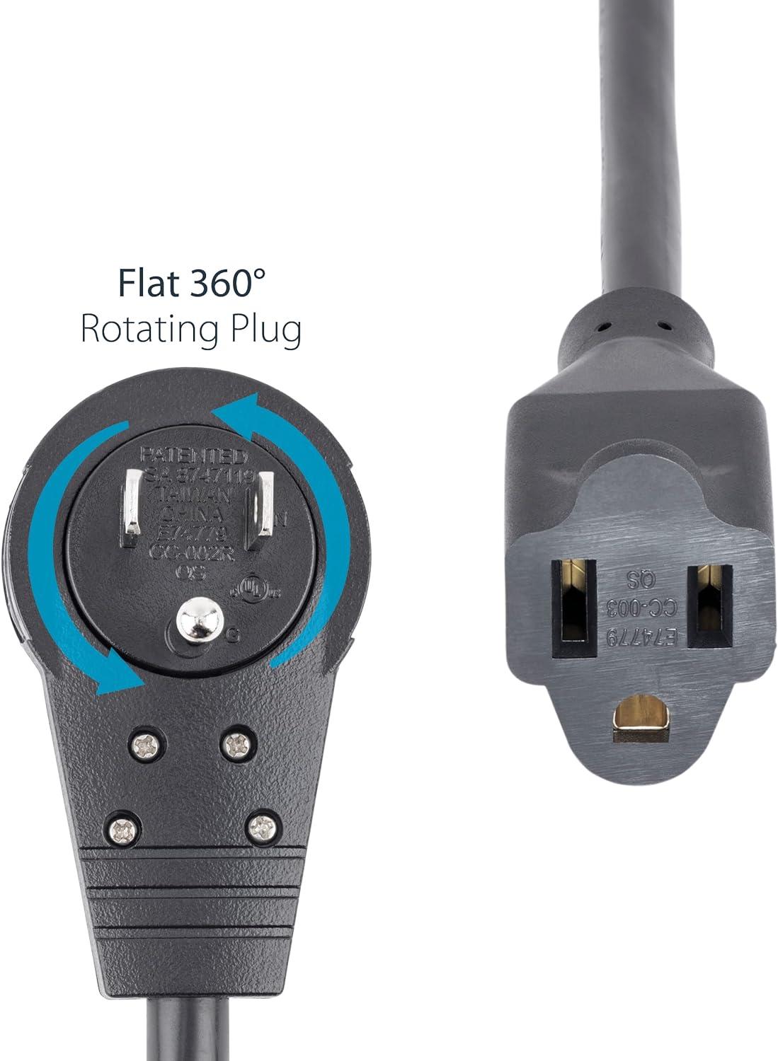 image:imageStarTechcom 3ft 1m Piggyback Power Extension Cord NEMA 515P to 2X NEMA 515R 16 AWG 125V15A UL Certified 1 to 2 Outlet Saver Extension Cord 3Prong Electrical Power Cable PAC10233 ft