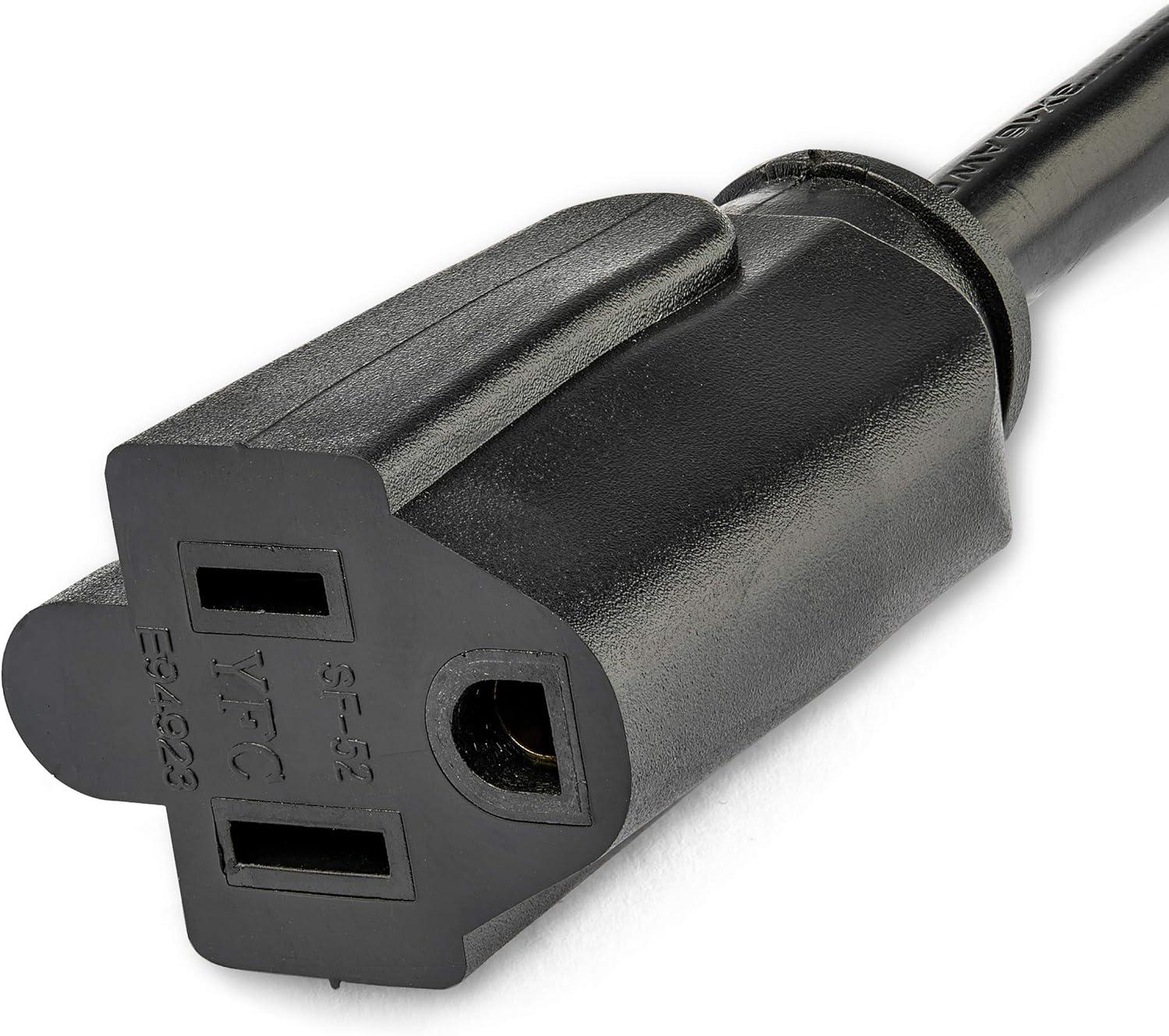 image:imageStarTechcom 3ft 1m Piggyback Power Extension Cord NEMA 515P to 2X NEMA 515R 16 AWG 125V15A UL Certified 1 to 2 Outlet Saver Extension Cord 3Prong Electrical Power Cable PAC10236 ft