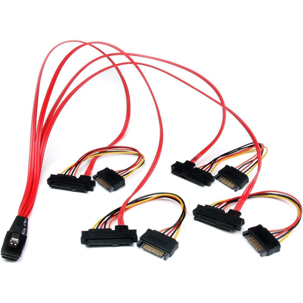image:imageStarTechcom 50cm Internal Serial Attached SCSI Mini SAS Cable SFF8087 to 4x SFF8482 Internal Mini SAS Cable SAS808782P50 Red