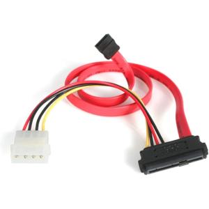 StarTech.com 18in SAS 29 Pin to SATA Cable with LP4 Power – 18in SAS 29 pin to SATA Cable – 18in SFF 8482 to SATA (SAS729PW18), Red