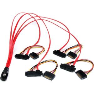 StarTech.com 50cm Internal Serial Attached SCSI Mini SAS Cable – SFF8087 to 4x SFF8482 – Internal Mini SAS Cable (SAS808782P50) , Red