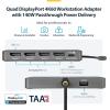 StarTech USB-C to Quad DisplayPort 4K60, 4K120 Workstation Dock, 140W PD Passthrough, USB for Keyboard and Mouse, Windows, Mac M1-M5, USB4, Thunderbolt, DisplayLink DL7400, TAA (Quad-USB-DP-Adapt)